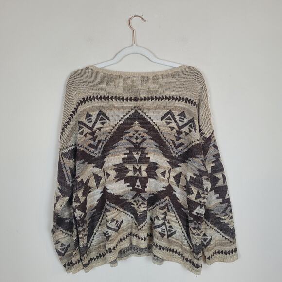 Denim & Supply Ralph Lauren Sweater XL Brown Aztec Southwestern Tribal Native - Picture 2 of 5